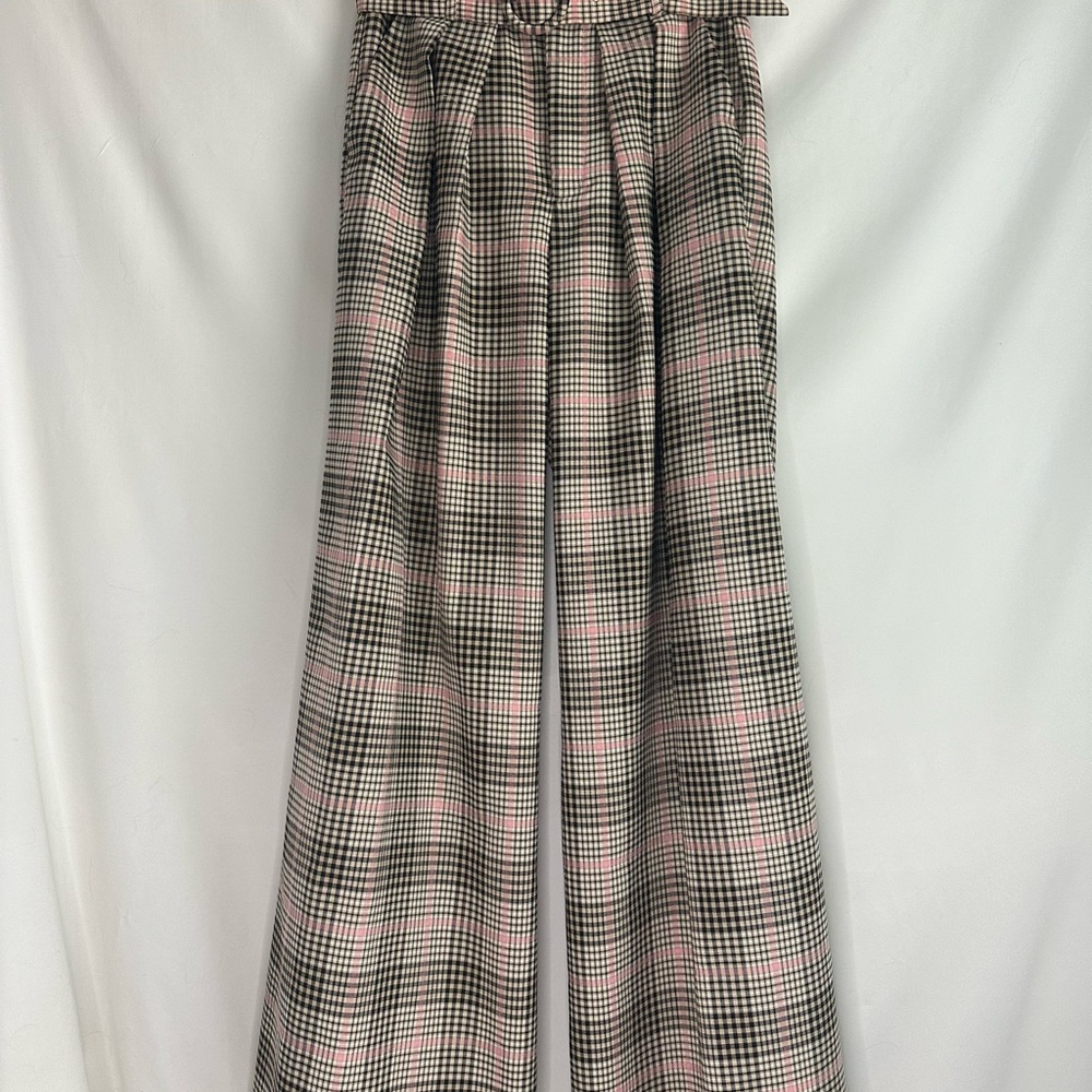 Plaid High-Waisted Wide-Leg Pants